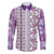 Hawaii Makahiki Turtle Family Matching Puletasi and Hawaiian Shirt Violet Tapa Pattern - Polynesian Pride