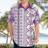 Hawaii Makahiki Turtle Hawaiian Shirt Violet Tapa Pattern - Polynesian Pride