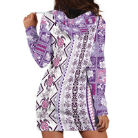 Hawaii Makahiki Turtle Hoodie Dress Violet Tapa Pattern - Polynesian Pride