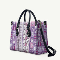 Hawaii Makahiki Turtle Leather Bag Violet Tapa Pattern - Polynesian Pride