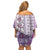 Hawaii Makahiki Turtle Off Shoulder Short Dress Violet Tapa Pattern - Polynesian Pride