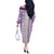 Hawaii Makahiki Turtle Off The Shoulder Long Sleeve Dress Violet Tapa Pattern - Polynesian Pride