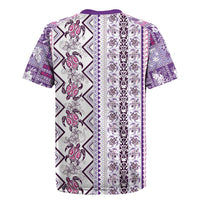 Hawaii Makahiki Turtle Rugby Jersey Violet Tapa Pattern - Polynesian Pride