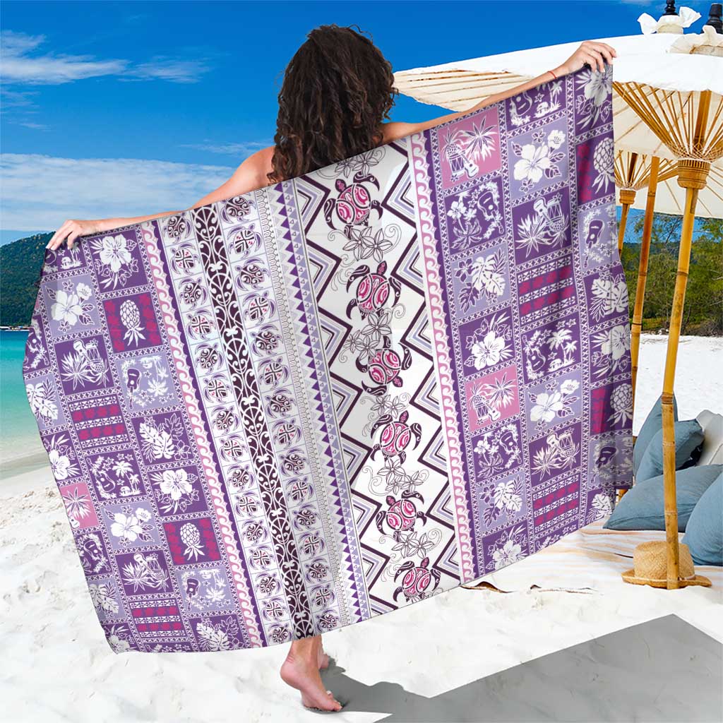 Hawaii Makahiki Turtle Sarong Violet Tapa Pattern - Polynesian Pride