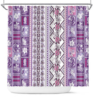 Hawaii Makahiki Turtle Shower Curtain Violet Tapa Pattern - Polynesian Pride