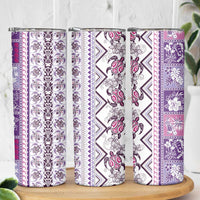 Hawaii Makahiki Turtle Skinny Tumbler Violet Tapa Pattern - Polynesian Pride