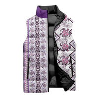 Hawaii Makahiki Turtle Sleeveless Puffer Jacket Violet Tapa Pattern - Polynesian Pride