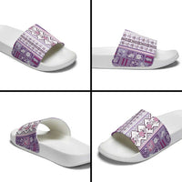Hawaii Makahiki Turtle Slide Sandals Violet Tapa Pattern - Polynesian Pride