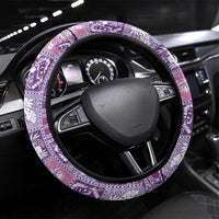 Hawaii Makahiki Turtle Steering Wheel Cover Violet Tapa Pattern - Polynesian Pride