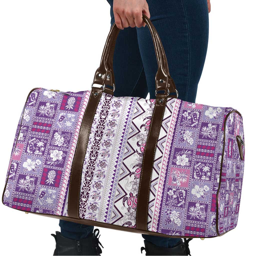 Hawaii Makahiki Turtle Travel Bag Violet Tapa Pattern - Polynesian Pride