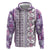 Hawaii Makahiki Turtle Zip Hoodie Violet Tapa Pattern - Polynesian Pride