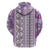 Hawaii Makahiki Turtle Zip Hoodie Violet Tapa Pattern - Polynesian Pride