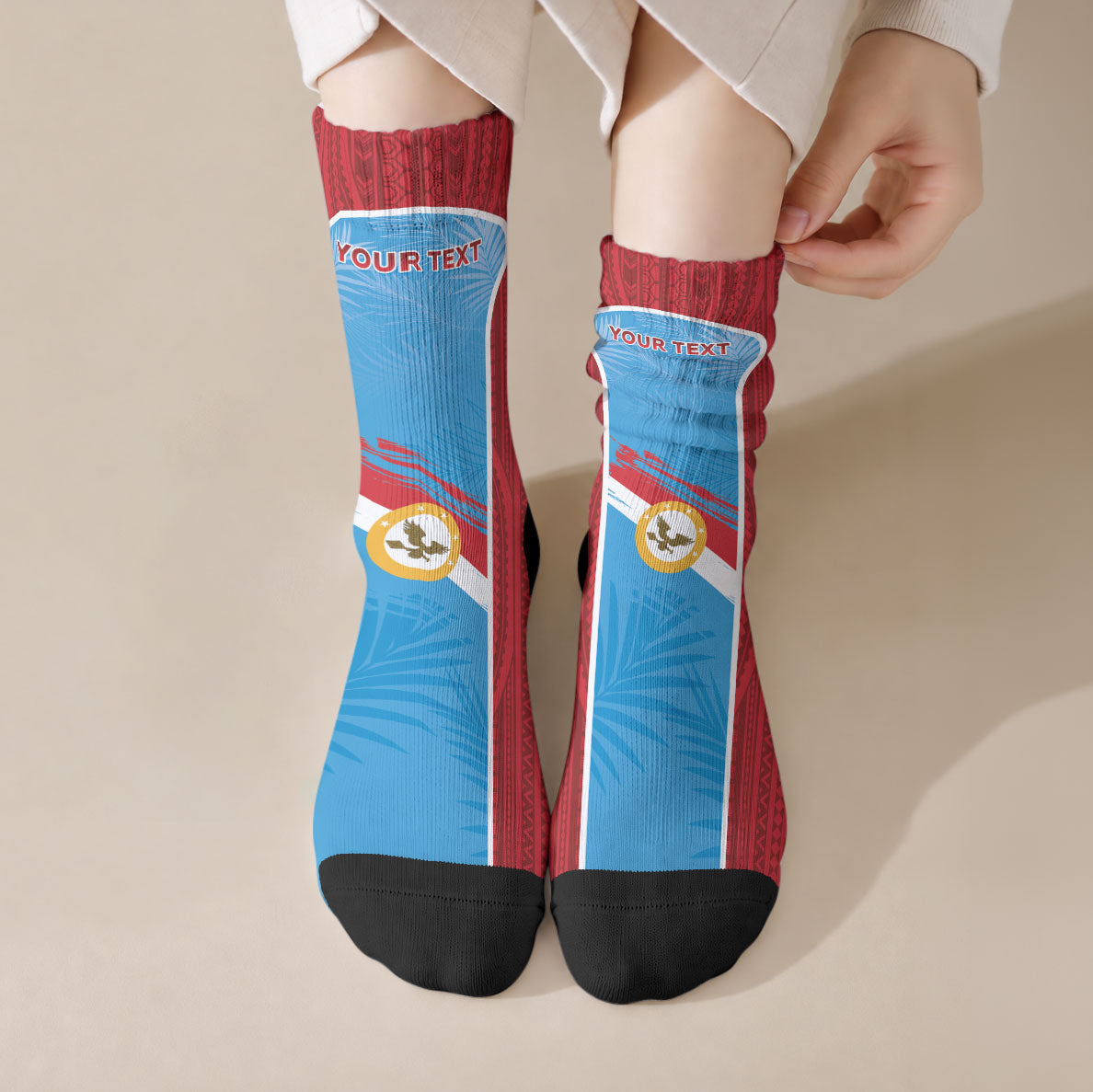 Personalised Malaita Province Day Crew Socks Unique Style LT05 Crew Socks Blue - Polynesian Pride