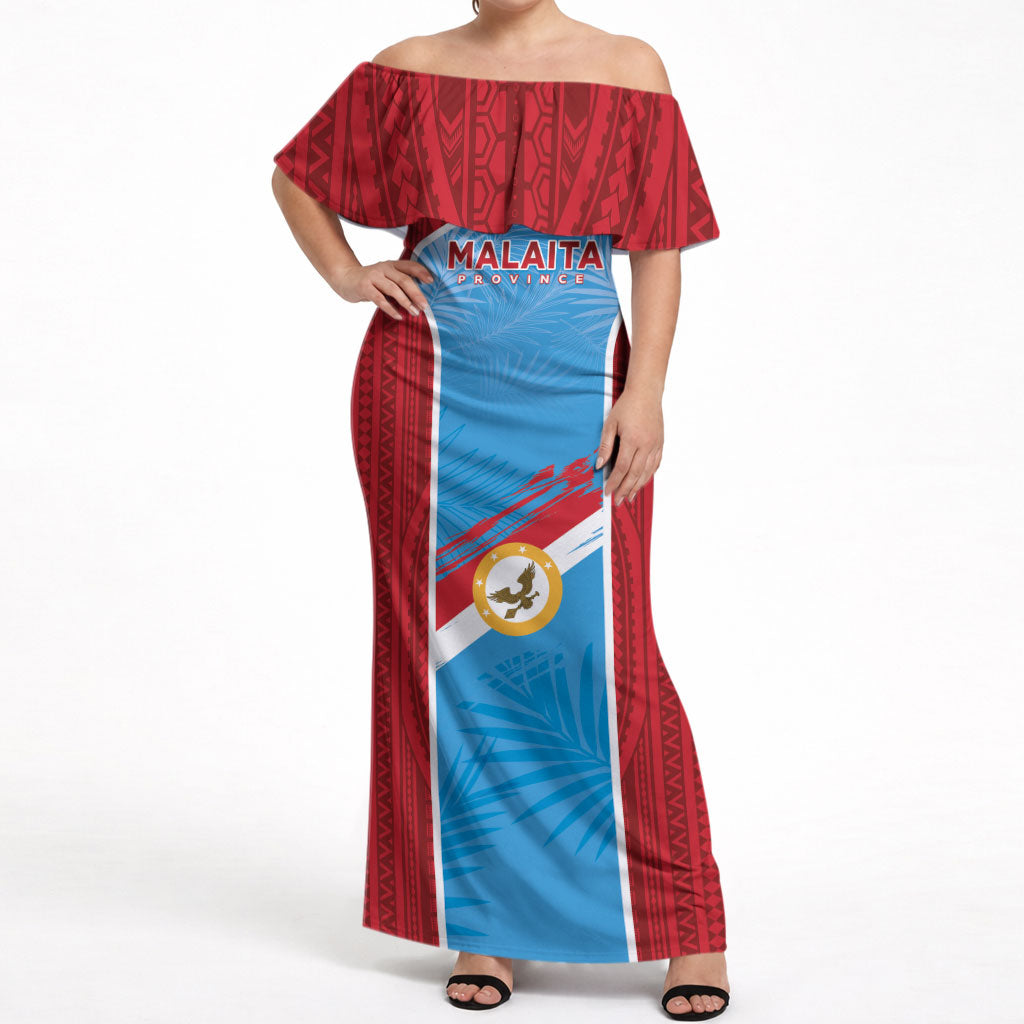 Personalised Malaita Province Day Off Shoulder Maxi Dress Unique Style LT05 Women Blue - Polynesian Pride