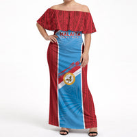 Personalised Malaita Province Day Off Shoulder Maxi Dress Unique Style LT05 Women Blue - Polynesian Pride