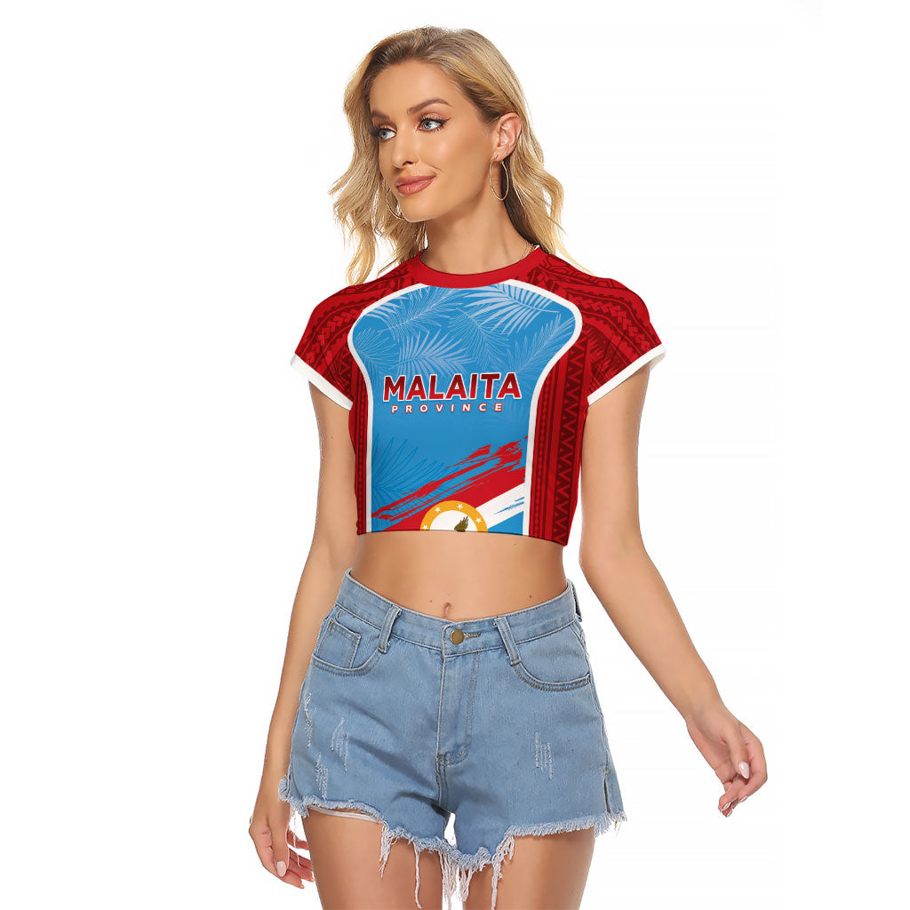 Personalised Malaita Province Day Raglan Cropped T Shirt Unique Style LT05 Female Blue - Polynesian Pride