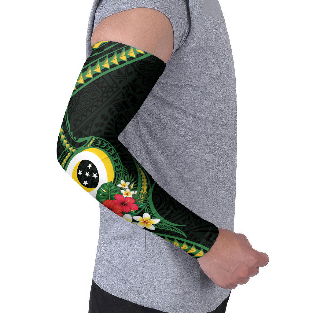 Solomon Islands Western Province Arm Sleeves Polynesian Pattern With Tropical Flowers LT05 - Polynesian Pride