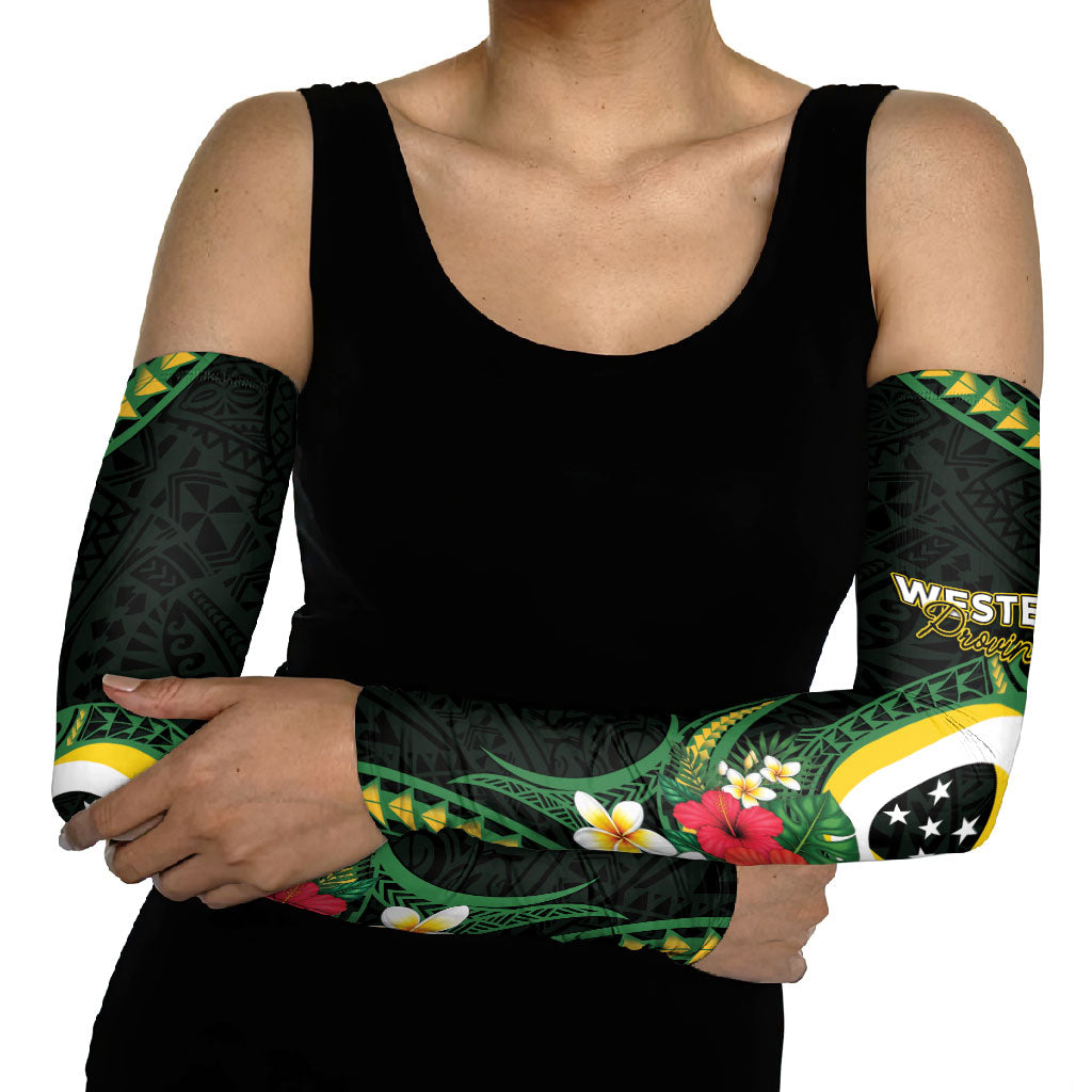 Solomon Islands Western Province Arm Sleeves Polynesian Pattern With Tropical Flowers LT05 - Polynesian Pride