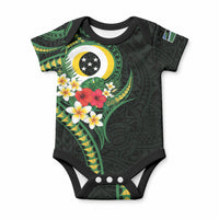 Solomon Islands Western Province Baby Onesie Polynesian Pattern With Tropical Flowers LT05 Green - Polynesian Pride