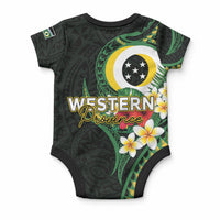 Solomon Islands Western Province Baby Onesie Polynesian Pattern With Tropical Flowers LT05 - Polynesian Pride