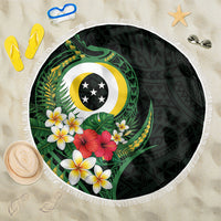 Solomon Islands Western Province Beach Blanket Polynesian Pattern With Tropical Flowers LT05 One Size 150cm Green - Polynesian Pride