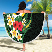 Solomon Islands Western Province Beach Blanket Polynesian Pattern With Tropical Flowers LT05 - Polynesian Pride