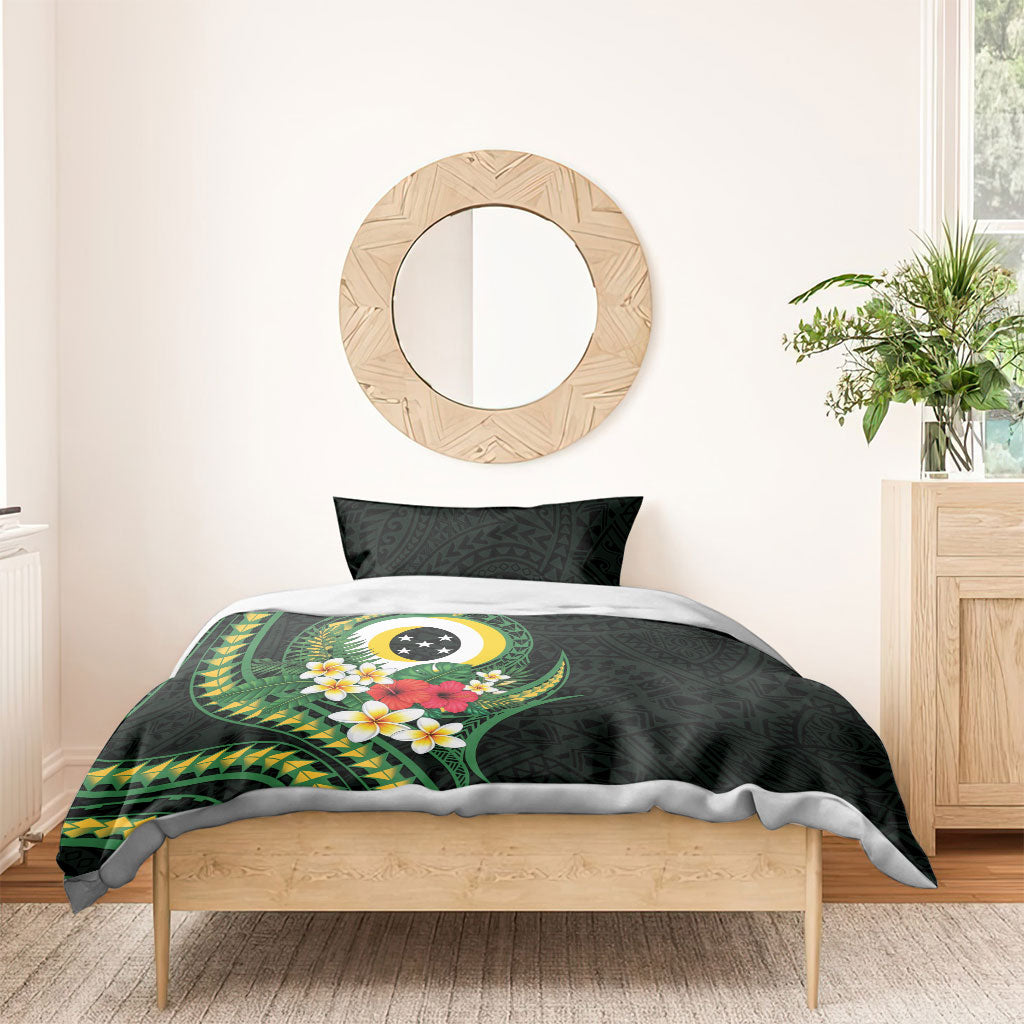 Solomon Islands Western Province Bedding Set Polynesian Pattern With Tropical Flowers LT05 - Polynesian Pride