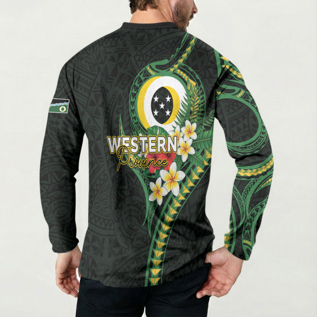 Solomon Islands Western Province Button Sweatshirt Polynesian Pattern With Tropical Flowers LT05 - Polynesian Pride