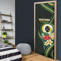 Solomon Islands Western Province Door Cover Polynesian Pattern With Tropical Flowers LT05 - Polynesian Pride
