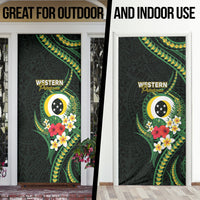 Solomon Islands Western Province Door Cover Polynesian Pattern With Tropical Flowers LT05 - Polynesian Pride