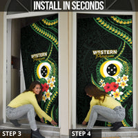 Solomon Islands Western Province Door Cover Polynesian Pattern With Tropical Flowers LT05 - Polynesian Pride