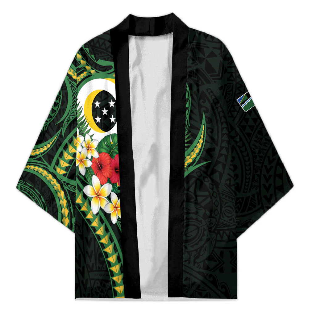 Solomon Islands Western Province Kimono Polynesian Pattern With Tropical Flowers LT05 Unisex Green - Polynesian Pride