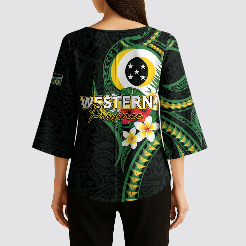 Solomon Islands Western Province Kimono Sleeve Blouse Polynesian Pattern With Tropical Flowers LT05 - Polynesian Pride