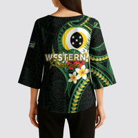 Solomon Islands Western Province Kimono Sleeve Blouse Polynesian Pattern With Tropical Flowers LT05 - Polynesian Pride