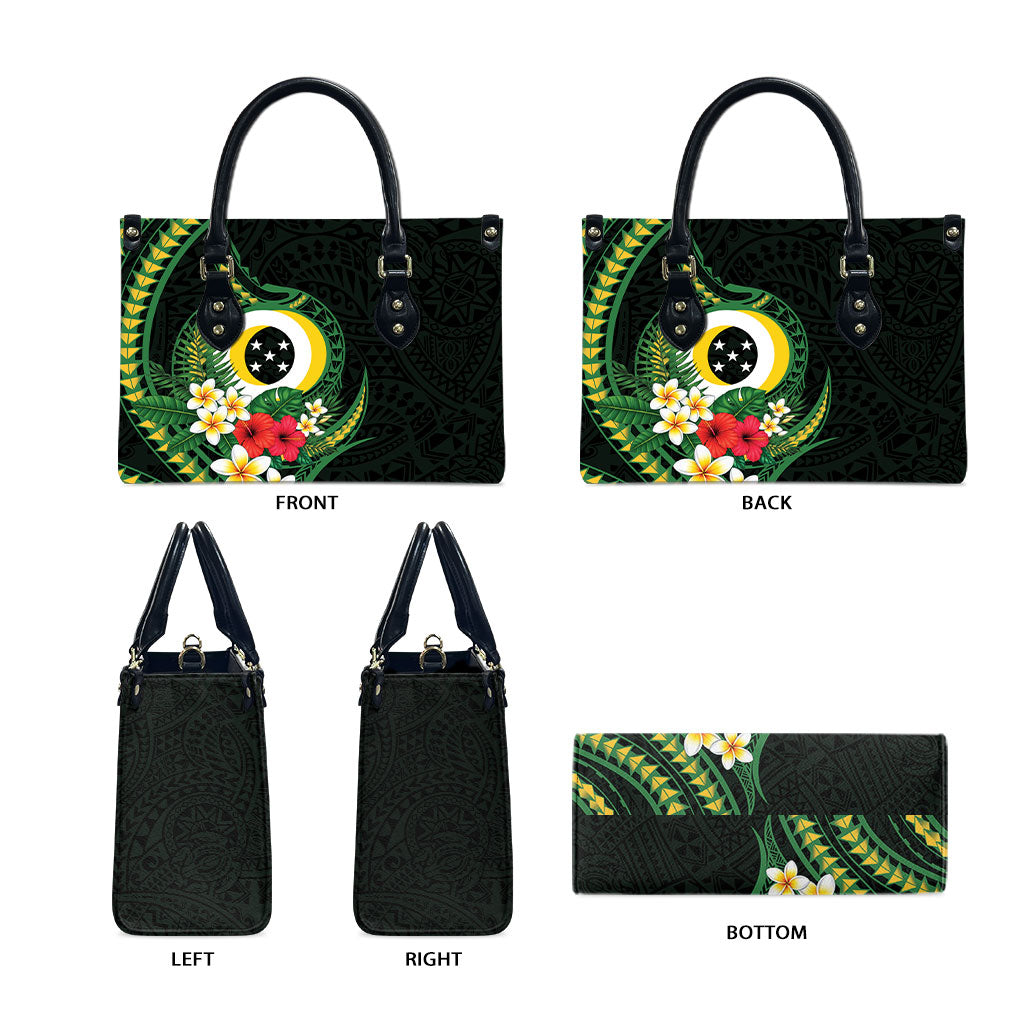 Solomon Islands Western Province Leather Bag Polynesian Pattern With Tropical Flowers LT05 - Polynesian Pride