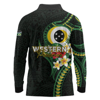 Solomon Islands Western Province Long Sleeve Polo Shirt Polynesian Pattern With Tropical Flowers LT05 - Polynesian Pride