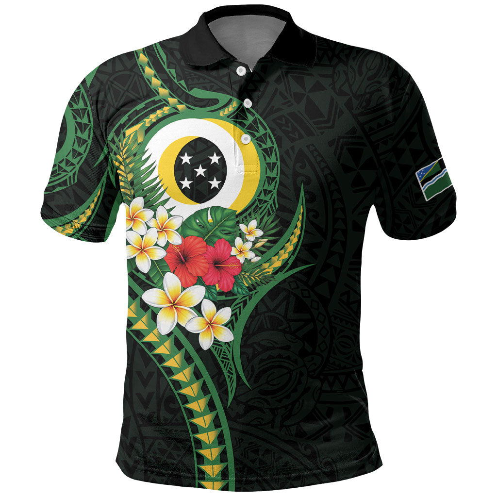 Solomon Islands Western Province Polo Shirt Polynesian Pattern With Tropical Flowers LT05 Green - Polynesian Pride