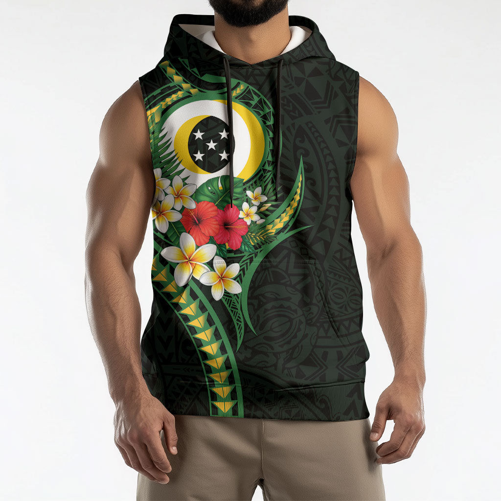 Solomon Islands Western Province Sleeveless Hoodie Polynesian Pattern With Tropical Flowers LT05 - Polynesian Pride