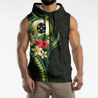 Solomon Islands Western Province Sleeveless Zip Hoodie Polynesian Pattern With Tropical Flowers LT05 - Polynesian Pride