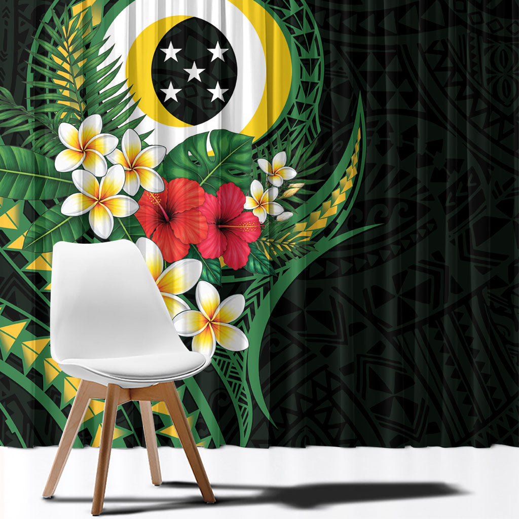 Solomon Islands Western Province Window Curtain Polynesian Pattern With Tropical Flowers LT05 - Polynesian Pride
