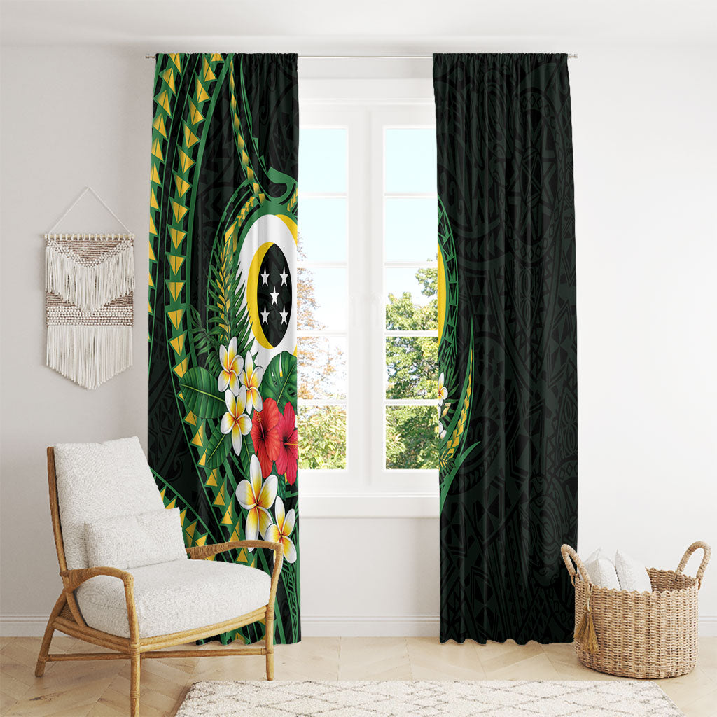 Solomon Islands Western Province Window Curtain Polynesian Pattern With Tropical Flowers LT05 - Polynesian Pride
