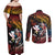 Hawaii And Japan Couples Matching Off Shoulder Maxi Dress and Long Sleeve Button Shirt Koi Fish With Kanaka Maoli