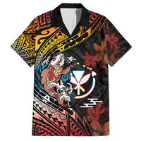Hawaii And Japan Family Matching Off Shoulder Maxi Dress and Hawaiian Shirt Koi Fish With Kanaka Maoli