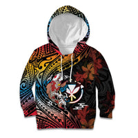 Hawaii And Japan Kid Hoodie Koi Fish With Kanaka Maoli