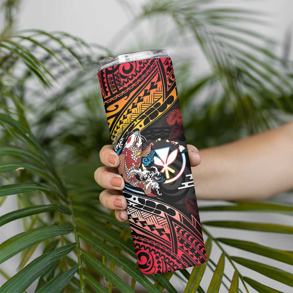 Hawaii And Japan Skinny Tumbler Koi Fish With Kanaka Maoli