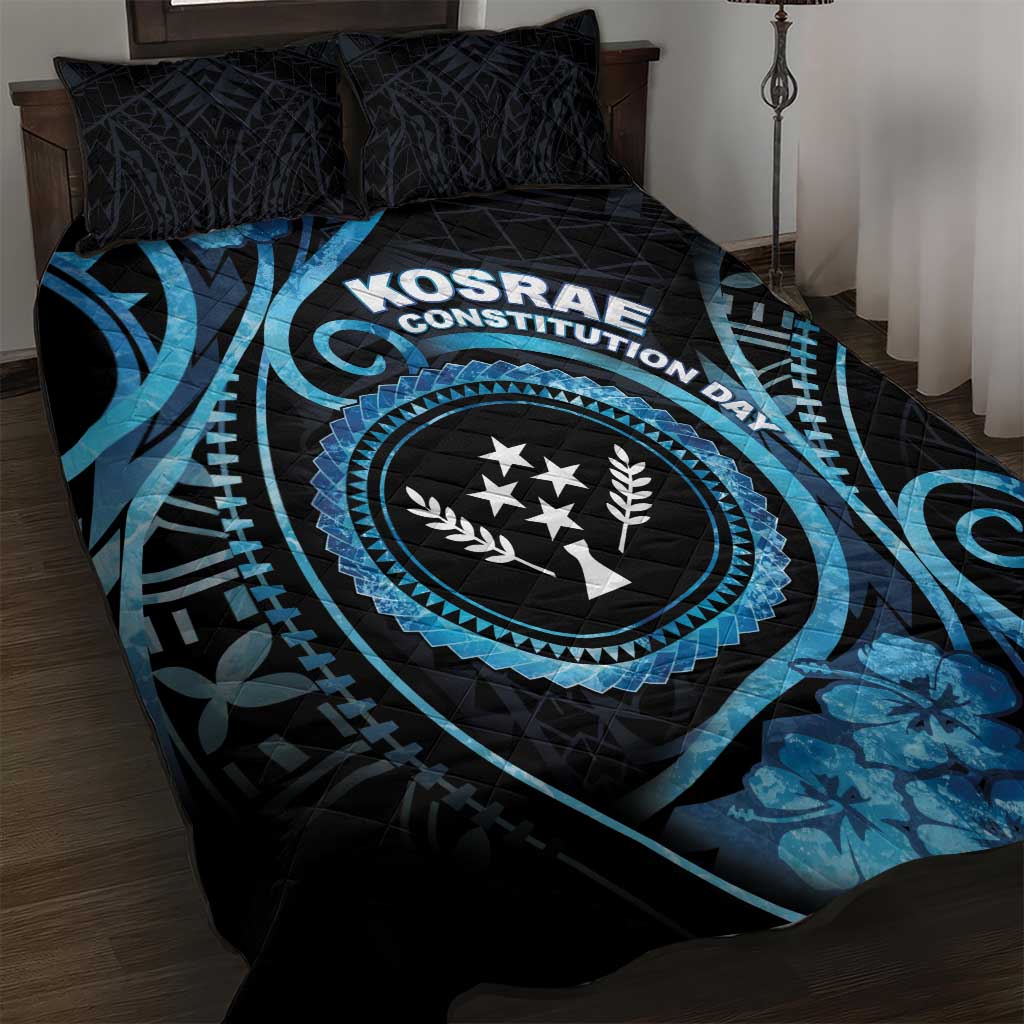 Kosrae Constitution Day Quilt Bed Set Ocean Floral Pattern