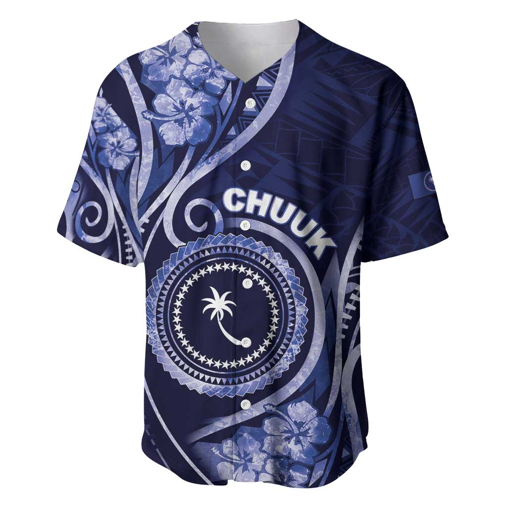 Personalised FSM Chuuk Baseball Jersey Ocean Floral Pattern