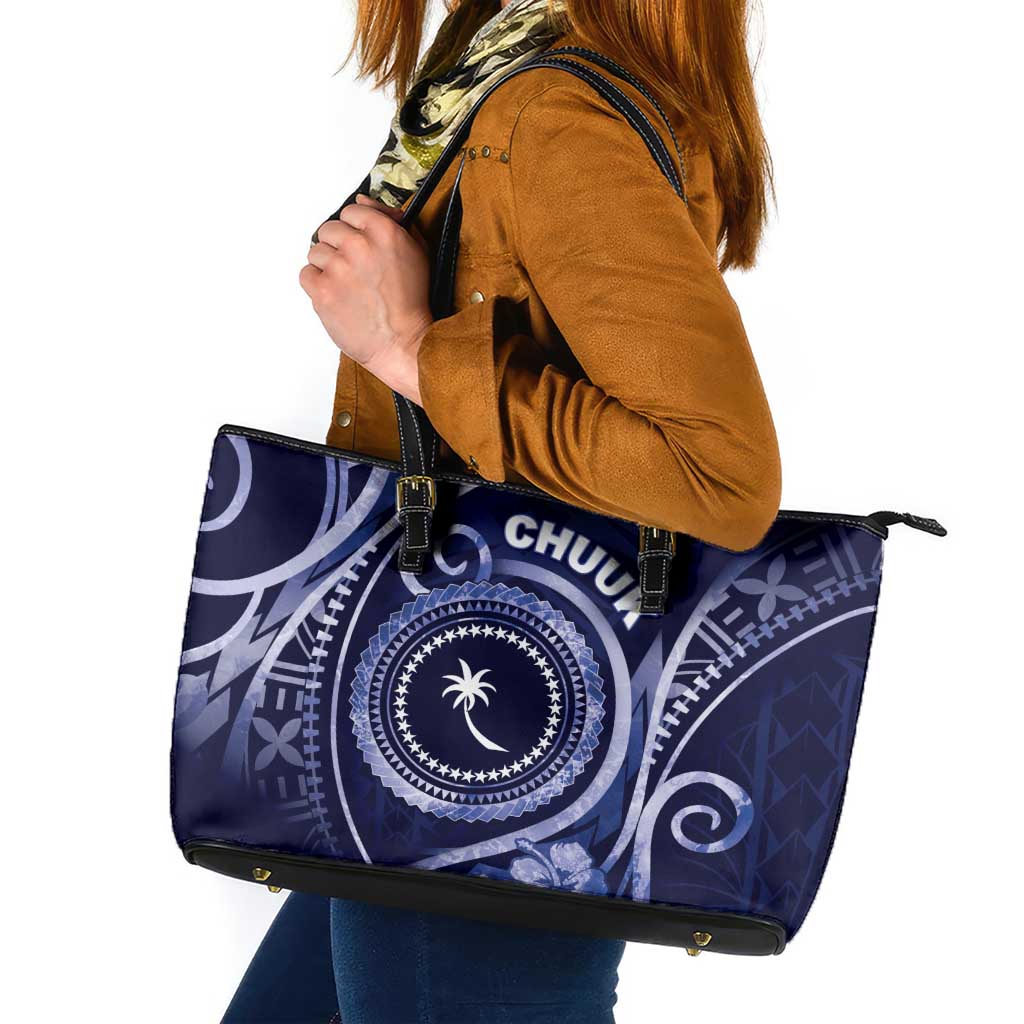 FSM Chuuk Leather Tote Bag Ocean Floral Pattern