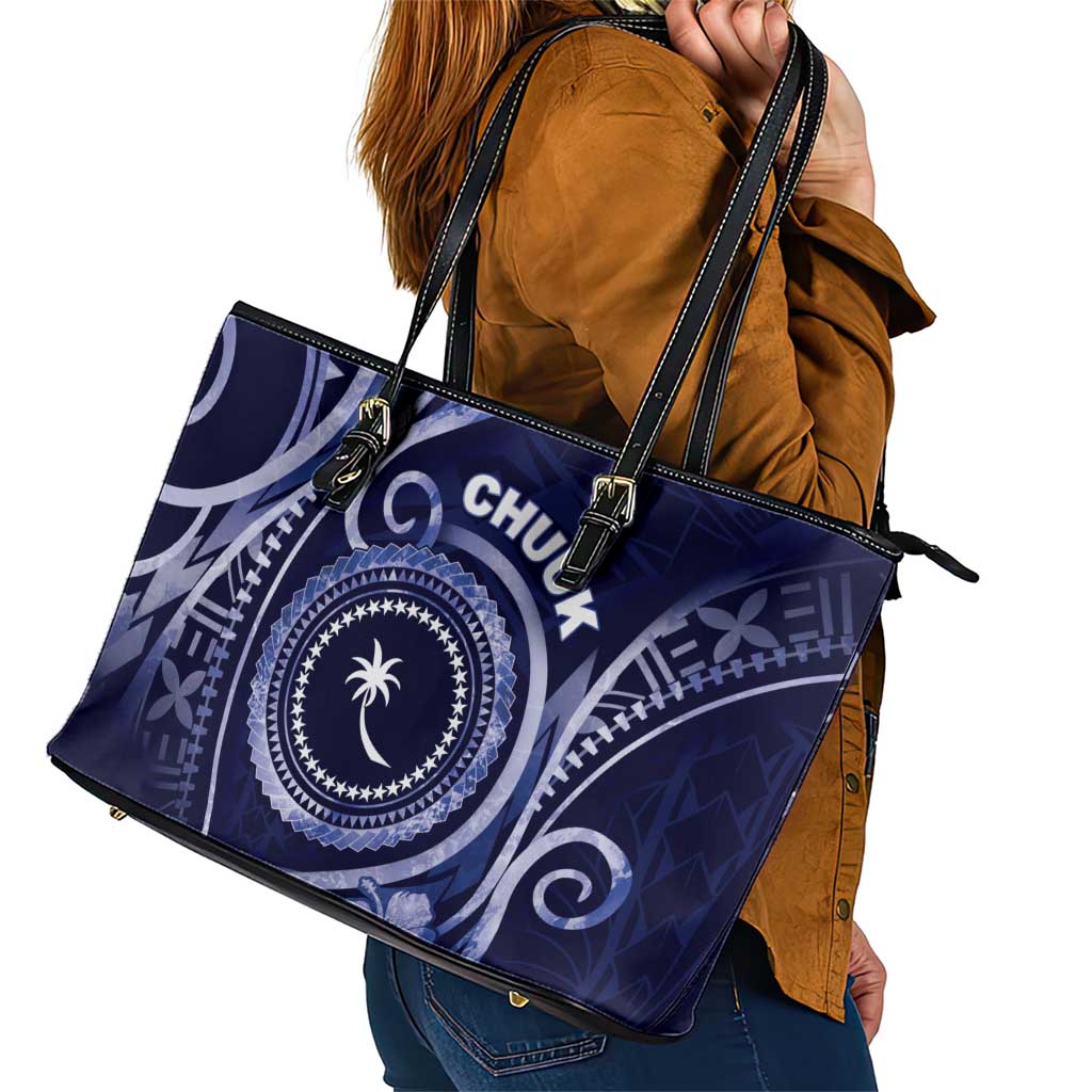 FSM Chuuk Leather Tote Bag Ocean Floral Pattern