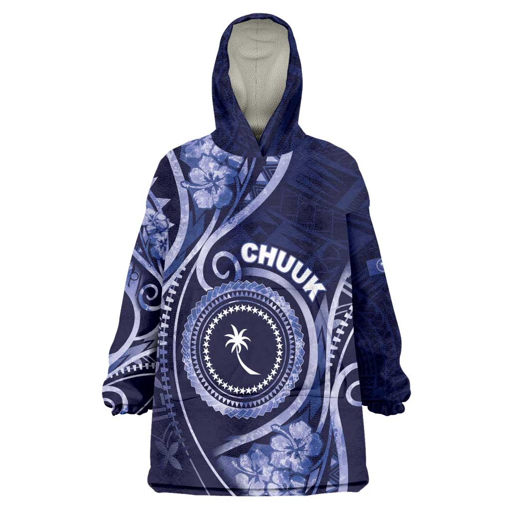 Personalised FSM Chuuk Wearable Blanket Hoodie Ocean Floral Pattern